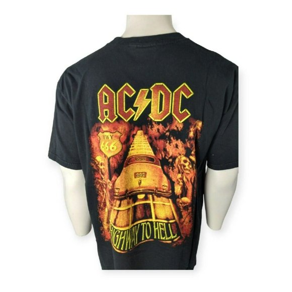 Vintage 90s ACDC Highway to Hell TShirt XL Crewneck Embroidered Double Sided Tee - Picture 4 of 16